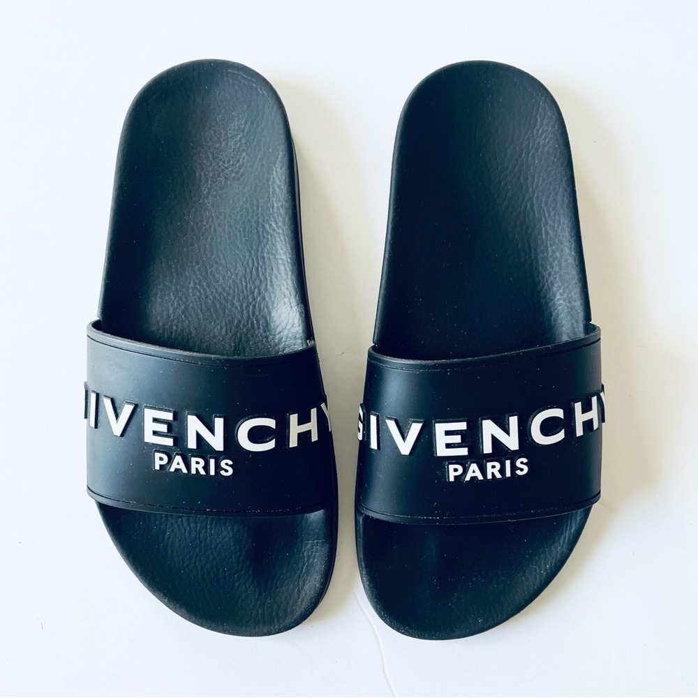 Givenchy Black and White Logo Slide Sandals
